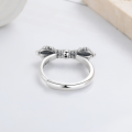 wholesale S925 Sterling Silver Pumen'an Gold Vajra Ring for Men, Retro Vintage Tibetan Buddhist Ritual Object Index Finger Ring-0-3