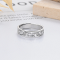 wholesale S925 Sterling Silver Vintage-Inspired "Peace and Joy" Meaningful Creative Design Adjustable Open Ring Versatile Band-0-2