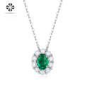 wholesale S925 silver necklace with Biyi pendant, chain set with lab-grown emerald, in stock, wholesale silver necklace jewelry-0-0
