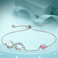 wholesale 925 Sterling Silver Crystal Bracelet, Small and Exquisite Cross-Border Jewelry for Women, Heart Bow Bracelet Wholesale-0-1