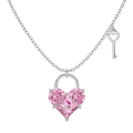 wholesale S925 Sterling Silver Cross-Border Europe and America Women's Small and Luxurious High-End Pink Heart Zircon Collarbone Necklace-0-6
