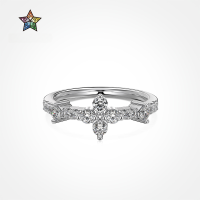 wholesale S925 Sterling Silver Japanese and Korean Light Luxury Hit Four-Leaf Clover Design Women's Ring, Exquisite and Versatile Fashion Ring-DY121073-SW-WH 6