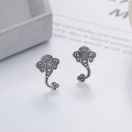 wholesale S925 silver retro antique Thai silver process Ruyi Fu character national style ethnic design earrings ear studs-0-1