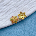 wholesale S925 Silver Plated 24K Gold Antique-style Gilded Floral Bead Caps, Spacers, and Pads for DIY Crystal Bracelets-0-9