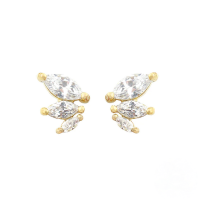 wholesale S925 Sterling Silver Minimalist Footprint T-shaped Opal Earrings With Zircon Accents-Gold-Style 3 925 Silver