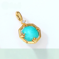 wholesale 925 Silver Vintage Japanese Style Multi-Way Wear Amazonite and White Crystal Pendant with Classical Geometric Lace Bracelet for Women-[Pendant] Without chain 925 silver