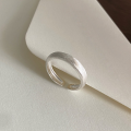 wholesale S925 Sterling Silver Brushed Matte Finish Minimalist Adjustable Open Ring Simple Band Stackable Tail Ring Small Design-0-2