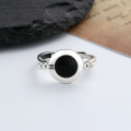 wholesale S925 sterling silver black enamel round Roman numeral ring, ELLE magazine style versatile fashion index finger ring-0-1