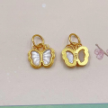 wholesale S925 Gold-Plated Sterling Silver Natural White Shell "Peace and Joy" Butterfly Drop Necklace Bracelet DIY Components-0-9