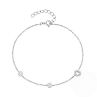 wholesale S925 Sterling Silver Three Round Plates Inlaid With Zircons Daily Matching Women's Bracelet Korean Style Niche Design Sense Hand Accessories-Platinum 925 silver