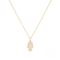 wholesale S925 Sterling Silver Evil Hand Inlaid With Zircon Women's Pendant Necklace,ins。-Gold