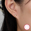 wholesale S925 Sterling Silver Eight-Pointed Star Stud Earrings with Diamond Accents, Small Sun Earrings for Women, Minimalist Fashionable and Unique INS Style Earrings-0-3