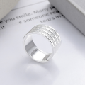 wholesale S925 Sterling Silver Wide-Banded Matte Striped Ring, Fashionable Light Luxury European and American Cross-Border Design Unisex Ring-0-1