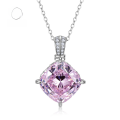 wholesale 925 Silver MoJing Jewelry New 14*14 Cushion Pink 21ct High Carbon Diamond Pendant Women's Collarbone Necklace-0-0