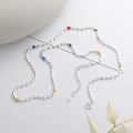 wholesale S925 Sterling Silver Korean-style Minimalist Olive Chain with Resin Candy Color Accents Sweet Necklace-0-2