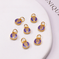 wholesale S925 gold-plated silver Zhajilamu Morandi oil-drip enamel pendant accessory for bracelet necklace DIY semi-finished product-0-3