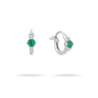 wholesale S925 Sterling Silver Double Zircon Surround Small Zircon Fashion Hoop Earrings With Super Sparkling Euro-american French Style-Platinum-Green Diamond 925 Silver