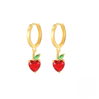 wholesale S925 Sterling Silver Mini Tropical Fruit Earrings, A Best-selling Creative Minimalist Design-Golden Apple