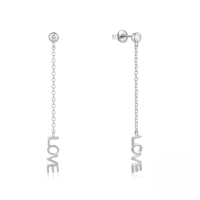 wholesale S925 Sterling Silver Butterfly Opal Zircon Fringe Chain Letter Earrings, Korean Style-Platinum #2 925 Silver