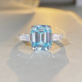 wholesale S925 Sterling Silver Aquamarine High Carbon Diamond Ring for Women Wholesale 6-Carat Zircon Stone Ring Cross-Border Bestseller-0-0