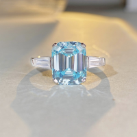 wholesale S925 Sterling Silver Aquamarine High Carbon Diamond Ring for Women Wholesale 6-Carat Zircon Stone Ring Cross-Border Bestseller-White Diamond Number 9