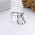 wholesale S925 Silver Retro Vintage Ins Style Buckle-Type Tassel Chain Trendy Open Ring-0-2