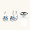 wholesale S925 Sterling Silver Minimalist Fashion Four-Prong 2-Carat Moissanite Ear Studs, Small Batch High-End Earrings-0-6