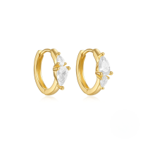 wholesale S925 Sterling Silver Enamel Ins Style Love Teardrop Super Sparkly Zircon Inlaid Hoop Ear Clasp Earrings-Gold#2 925 Silver