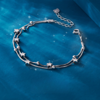 wholesale Pure Silver Starry Sky Story S990 Double Layer Small Fresh Ins Trendy Niche Design Bracelet for Women-Starry Sky Bracelet - White Gold > 990 Pure Silver