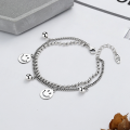 wholesale S925 Sterling Silver Korean Dongdaemun Smiley Pendant Connected Sphere Double Layer Creative Personalized Bracelet-0-0