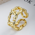 wholesale S925 Sterling Silver Irregular European-style Interlocking Link Chain Open Ring Hip Hop Punk Ring for Women-0-2