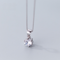wholesale S925 Silver Necklace Women's Daily Korean Style Fashion Minimalist Short Single Diamond Pendant Sweet Temperament Solitaire D4954-S925 Silver Pendant 925 Silver
