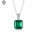 wholesale S925 Silver Qinghuan Pendant with Chain, Lab-Grown Emerald Gemstone Jewelry, Source Spot Silver Necklace-0-0