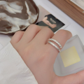 wholesale S925 Sterling Silver Double Layer Open Ring for Women, Korean Style Summer New Arrival, Internet Celebrity Trend, Minimalist and Fashionable High-End Feel Ring-0-4