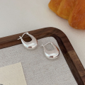 wholesale S925 Sterling Silver Heavy Work U-Shaped Oval Earrings for Women, Small and Minimalist, Versatile and High-End Stud Earrings-0-3