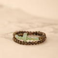 wholesale Double metal natural sinking agarwood and Hetian jade bracelet for women, double-layered stackable hand chain, Hetian jade stone, new Chinese-style niche sandalwood jade-0-1