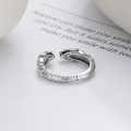 wholesale S925 Sterling Silver Retro Antique Crafted Elaborate Double-Headed Snake Dark Style Individualistic Wrapped Snake Adjustable Ring-0-1