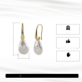 wholesale Sterling Silver Irregular Geometric Cultured Freshwater Pearl Earrings for Women,-0-1