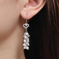 wholesale S925 Sterling Silver Cluster Shell Pearl Heart Earrings for Women, Small and Exquisite Design, Fashionable and Versatile Drop Earrings, Unique Ear Accessories-ES005448 925 silver