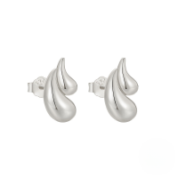 wholesale S925 Sterling Silver Geometric Smooth Double-layer Teardrop Heart Stud Earrings, Trendy Ins Minimalist-Platinum #2 925 Silver