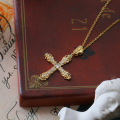 wholesale 925 Silver New Mulan Cross Necklace Women's Collarbone Chain Korean Minimalist Zircon Inlaid Jewelry-0-2