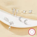 wholesale S925 Sterling Silver Star, Cloud, and Moon Combination Set Earrings, Small and Exquisite Minimalist Jewelry-0-0