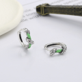 wholesale S925 Sterling Silver Green Drip Glaze Coiling Serpent Ring and Ear Clasp Retro Classic Trendy Street Style Accessories-0-1
