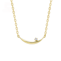 wholesale 9K Gold Spring New Arrivals Minimalist Night Sky Meteor and Crescent Moissanite Necklace Wholesale from Jewelry Manufacturers-0-0