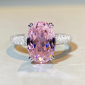 wholesale S925 Sterling Silver Pink Diamond Ring for Women, Candy-Colored Sweet and Fresh Zircon Diamond Ring, High Carbon Diamond Ring Wholesale-0-0