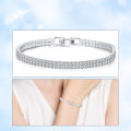wholesale S925 sterling silver tennis bracelet with double row diamonds, white gold and diamond inlaid, factory direct-0-4