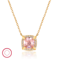 wholesale 925 Silver Jewelry Set Exquisite High-End Versatile Necklace for Women Square Pink Zircon Pendant European-American Necklace-0-0