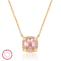 wholesale 925 Silver Jewelry Set Exquisite High-End Versatile Necklace for Women Square Pink Zircon Pendant European-American Necklace-Necklace 925 Silver