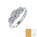 wholesale S925 Silver Genuine D Color Moissanite Ring, 1 Carat, Engagement Wedding Proposal Couple Women's Ring, Colorfast-0-38