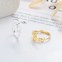 wholesale S925 Sterling Silver European and American Cross-Border Minimalist Ins Style Letter Design Fresh and Versatile Ring-YJ1175 bright silver/approx. 2.6g &gt; opening adjustable